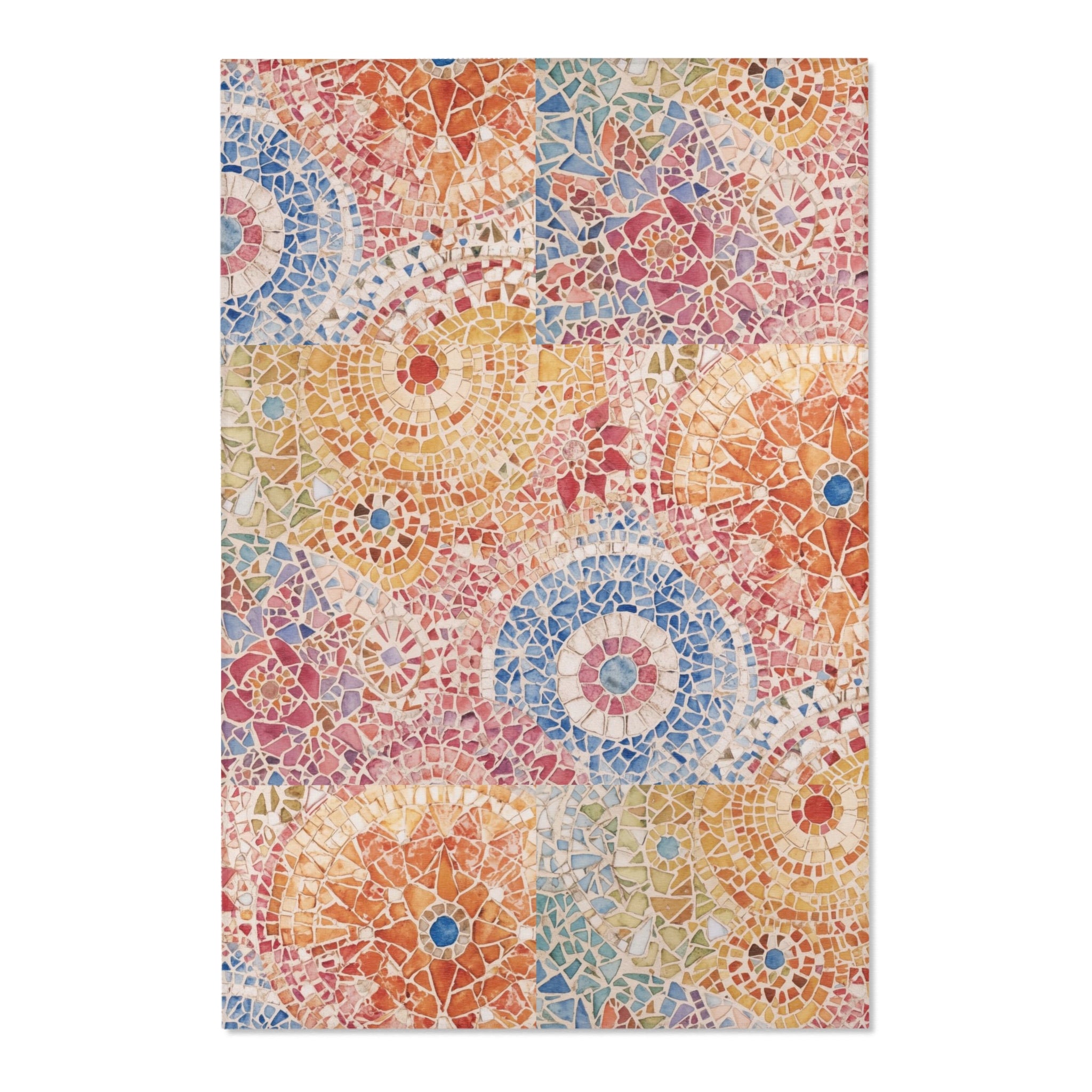 Vibrant Mosaic Area Rug Bohemian Home Decor Living Room - Rosetta Creative Boutique
